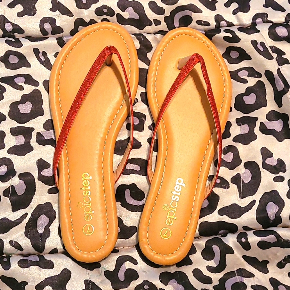 5/$25 Red glitter Epicstep flipflop sandals Size 7